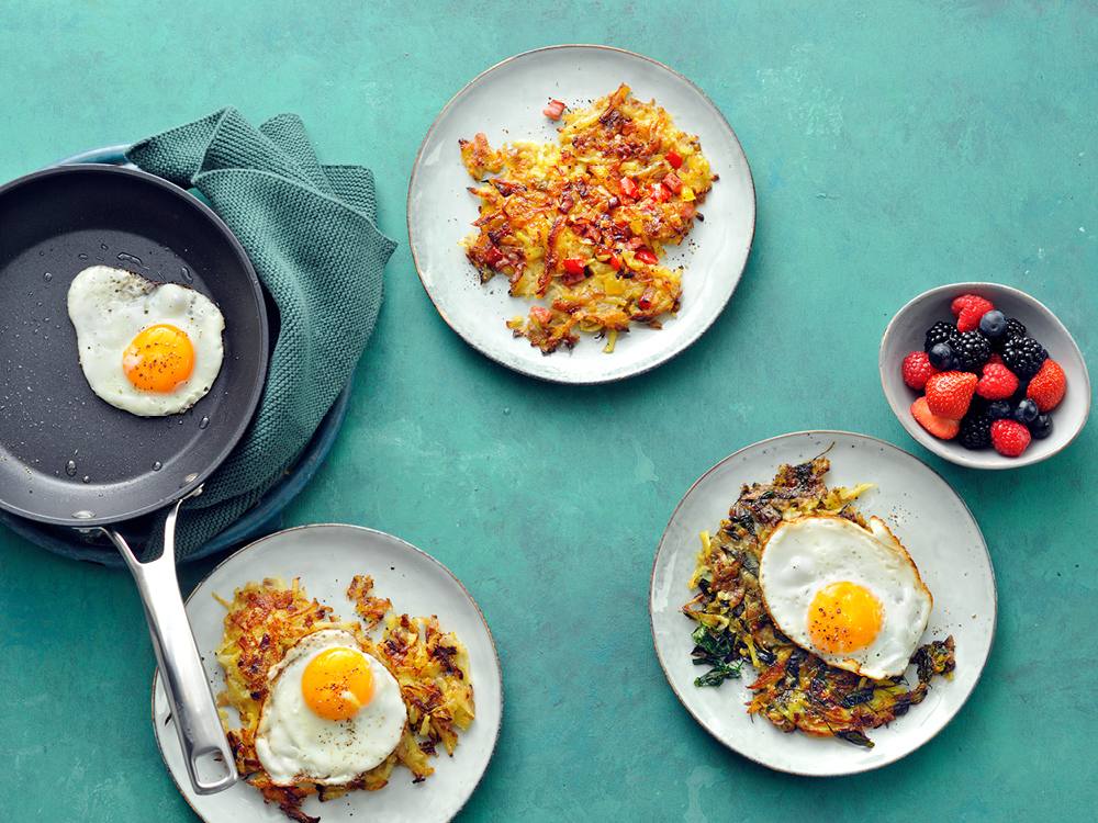 MakeAhead Hash Browns with Fried Eggs Savory