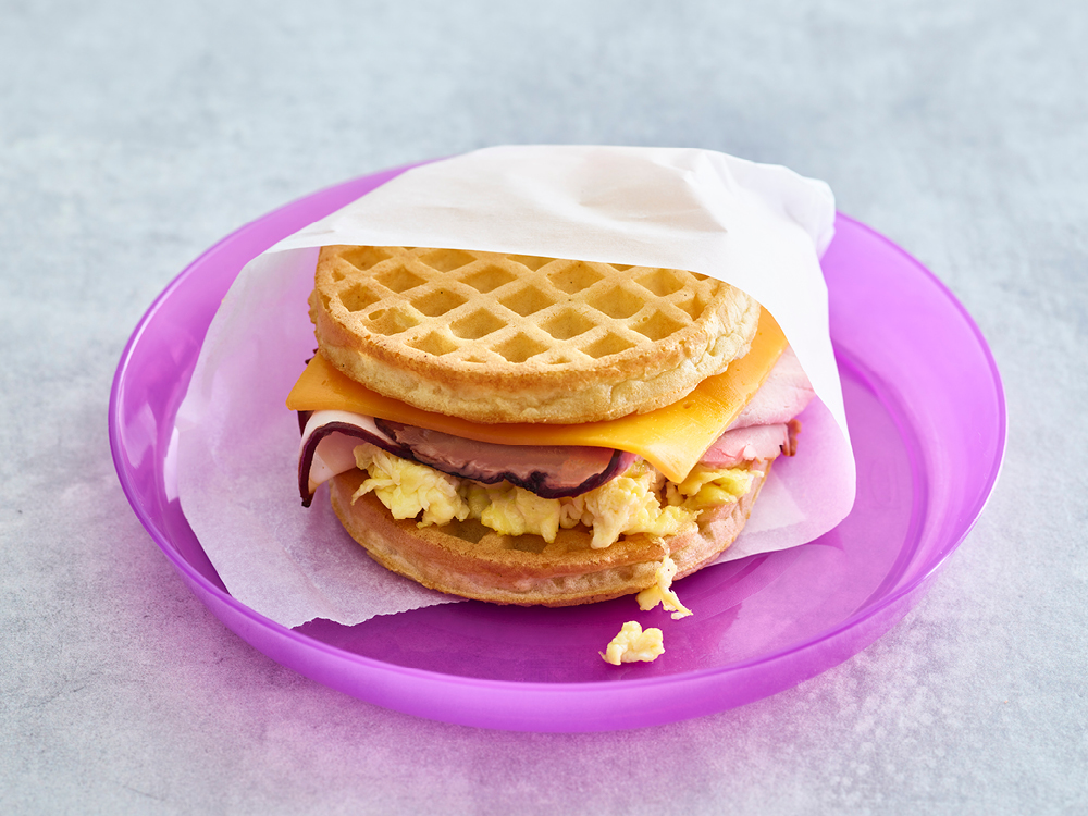 Turkey, Egg, and Cheese Waffle Sandwich Savory