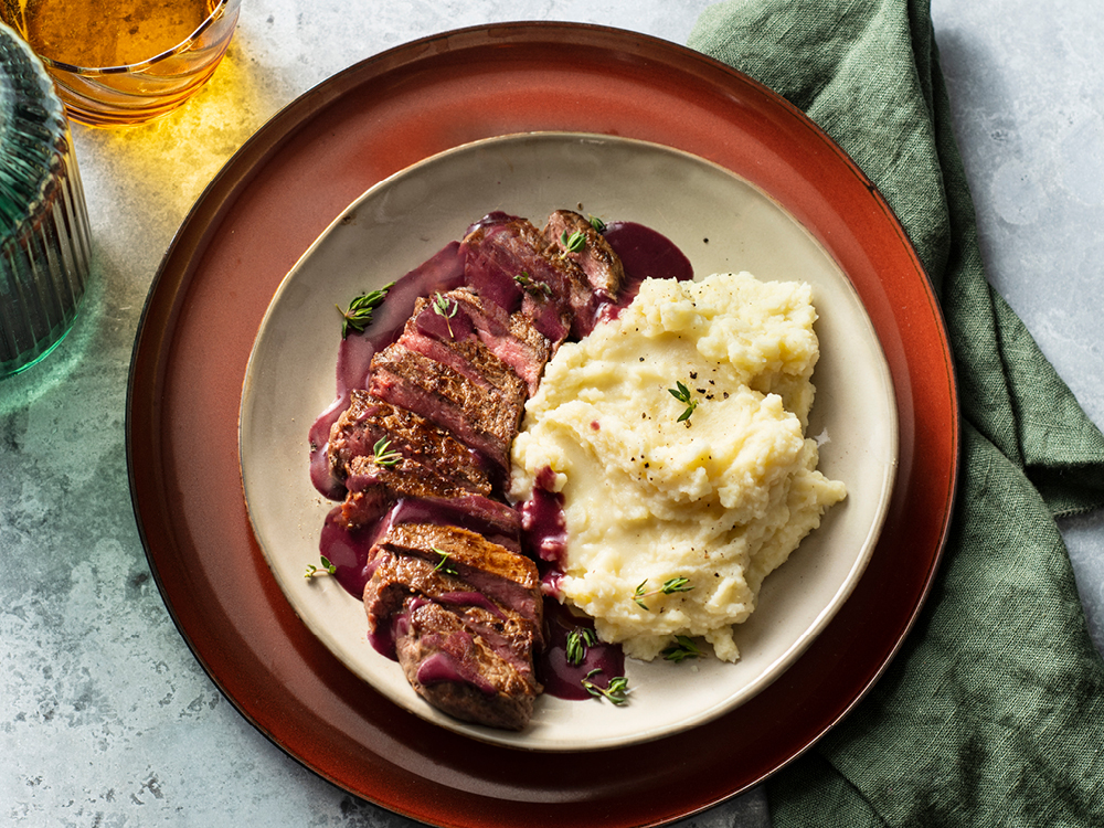 Steak with Red Wine Pan Sauce Savory