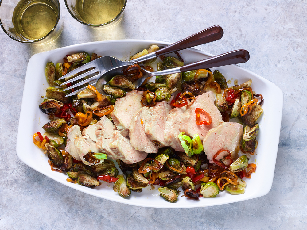 Pork and Brussels Sprouts Sheet Pan Dinner | Savory