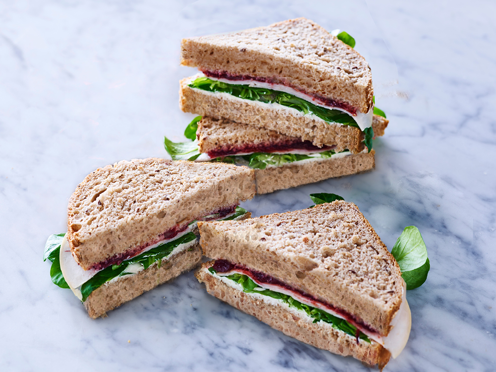Turkey Sandwiches with Herbed Goat Cheese and Watercress Savory