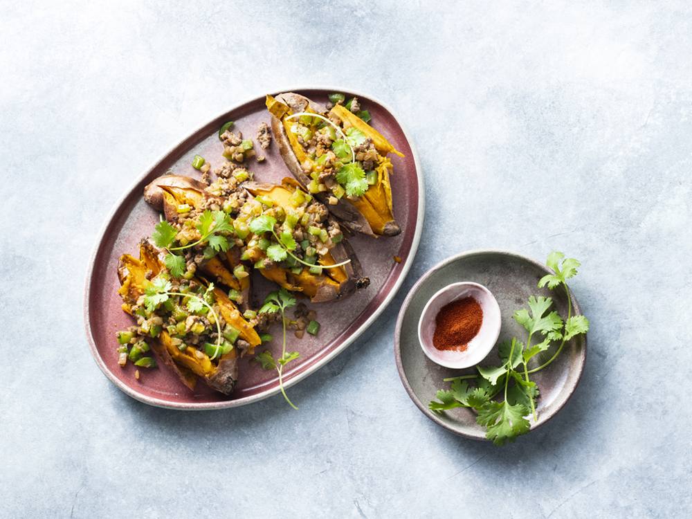 Taco-Stuffed Sweet Potatoes | Savory
