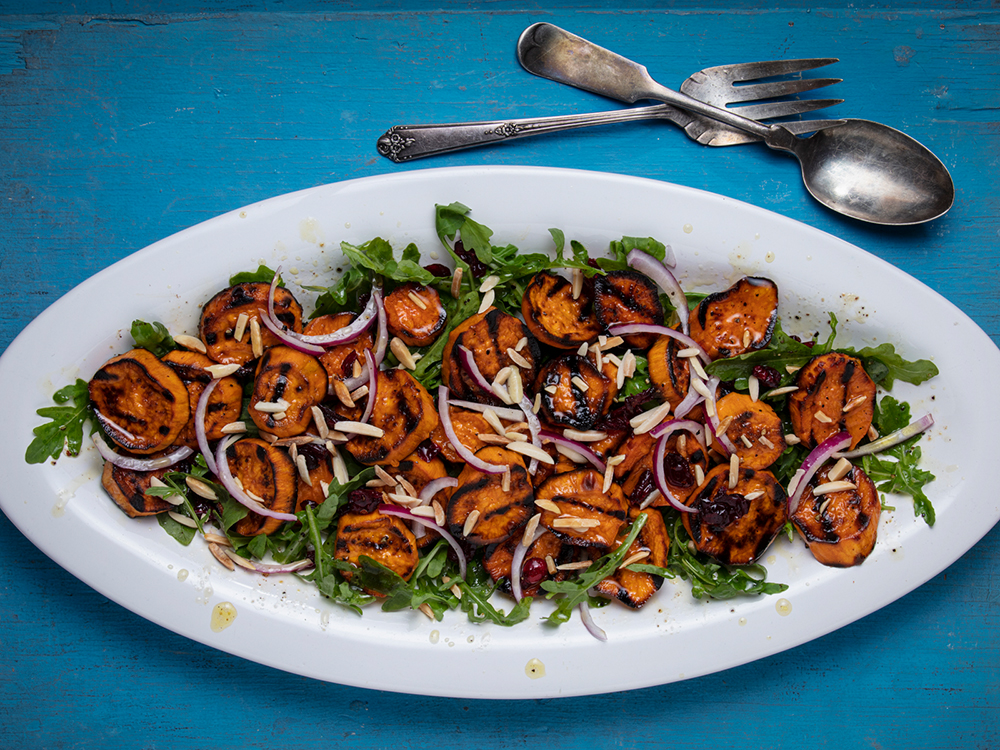 Sweet Potato Salad with Mariani Almonds, Cranberries and Arugula | Savory