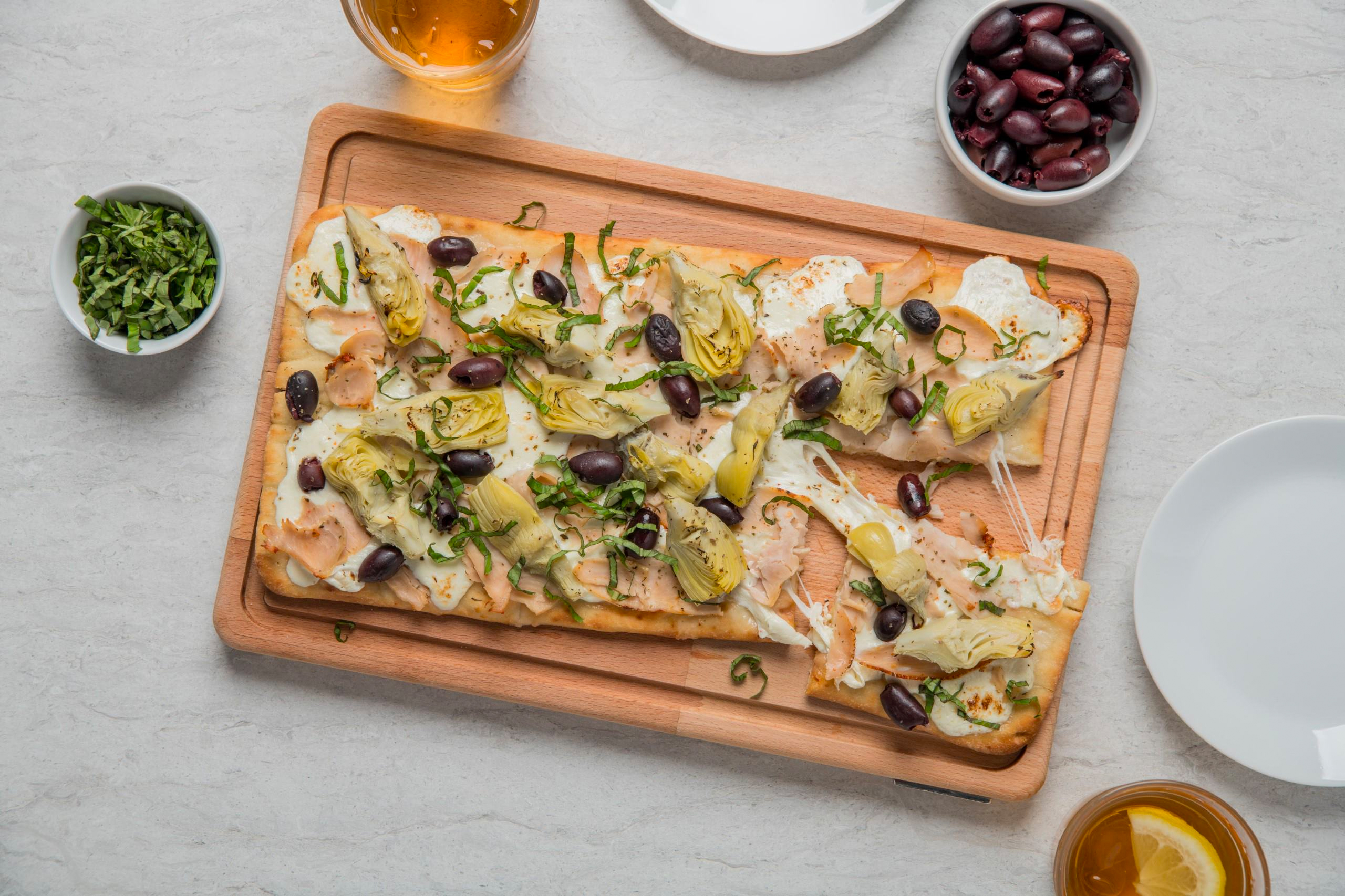 Bruschetta Turkey, Artichoke and Olive Flatbread | Savory