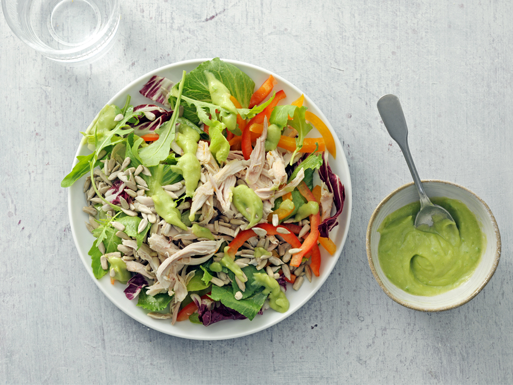 Salad with Chicken and Avocado Dressing | Savory