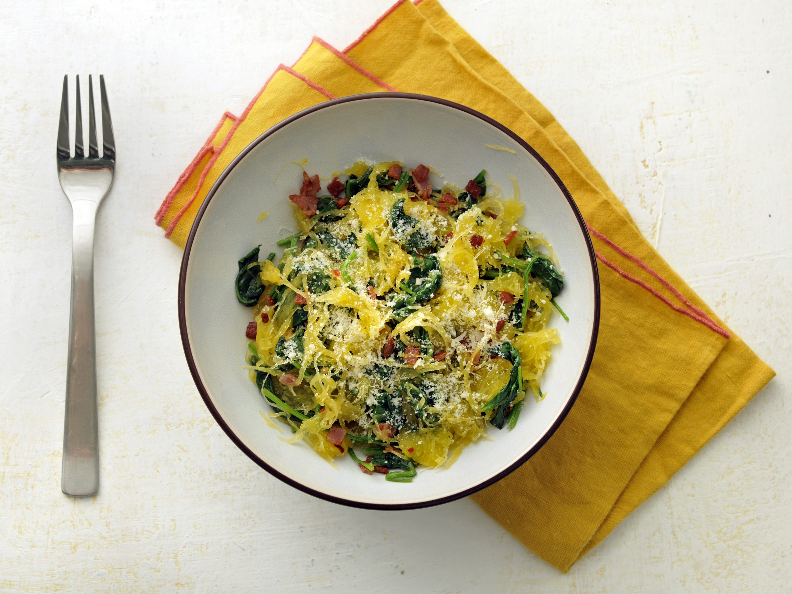 Instant Pot® Spaghetti Squash with Bacon and Spinach | Savory