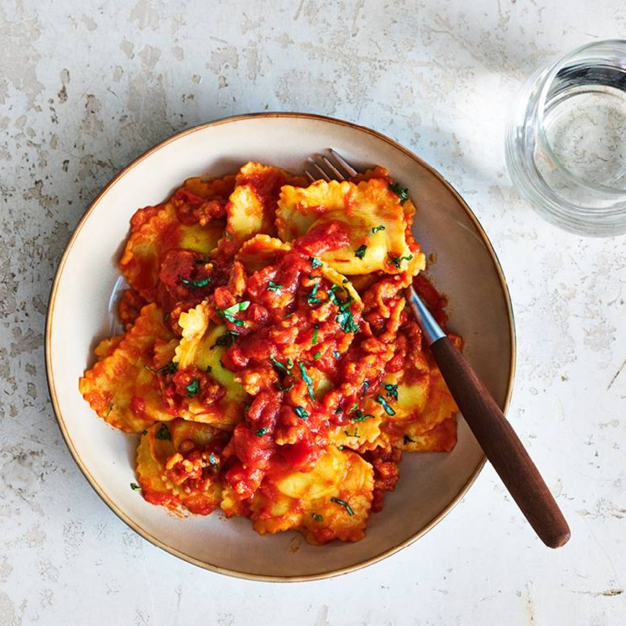Ravioli with Quick Turkey Bolognese Savory