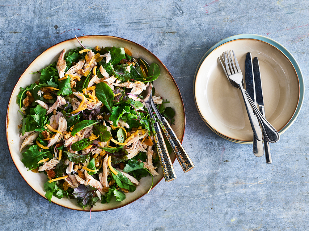 Salad with Chicken, Walnuts, and Golden Raisins | Savory