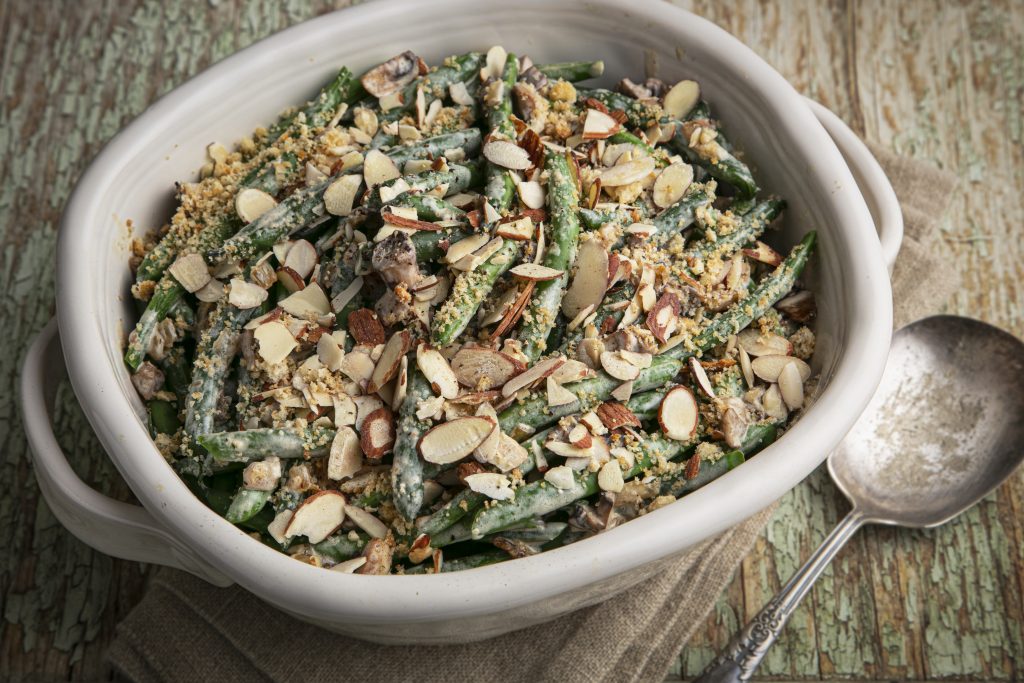Creamy Green Bean Mushroom Casserole with Almonds Savory