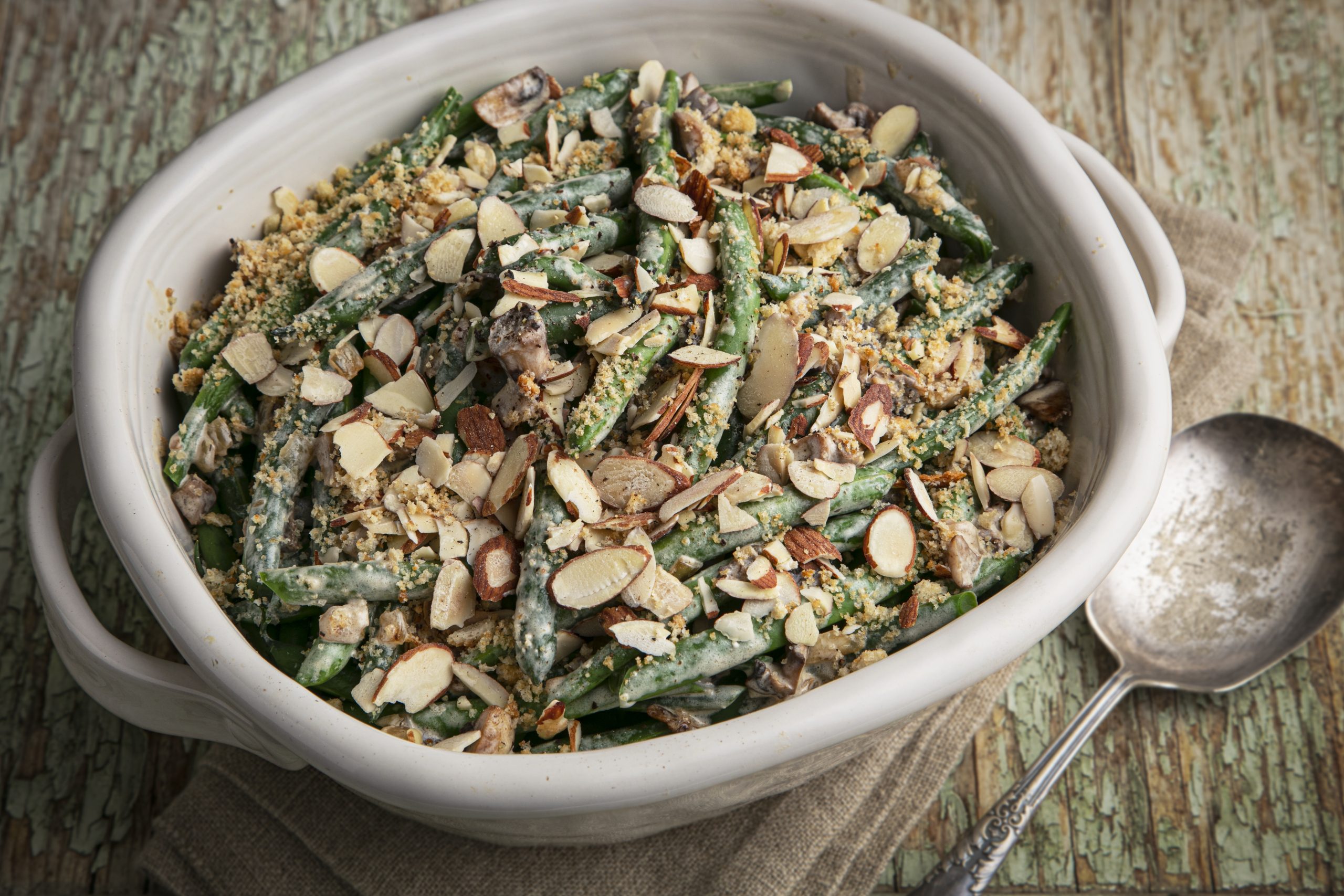 Creamy Green Bean Mushroom Casserole with Almonds | Savory