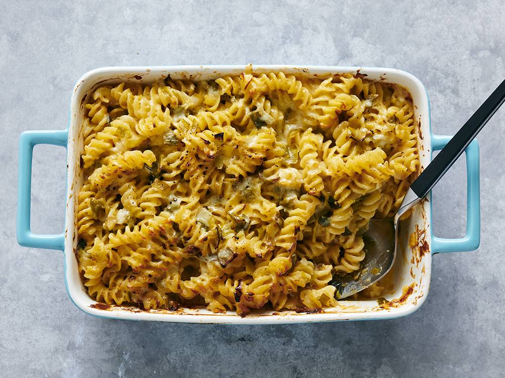 Baked Mac and Cheese with Leeks Savory