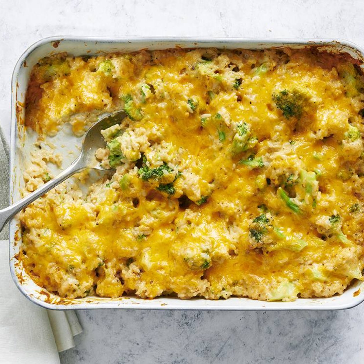 Broccoli-Cheddar Rice Bake | Savory