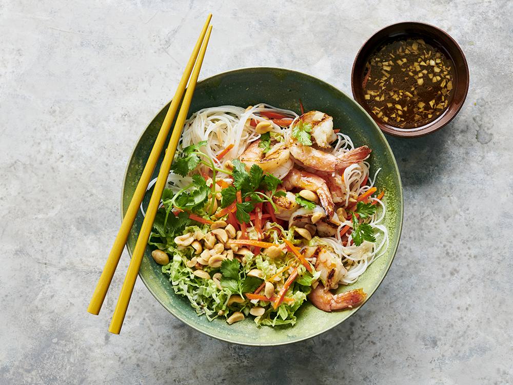 Vietnamese-Style Noodles with Grilled Shrimp | Savory