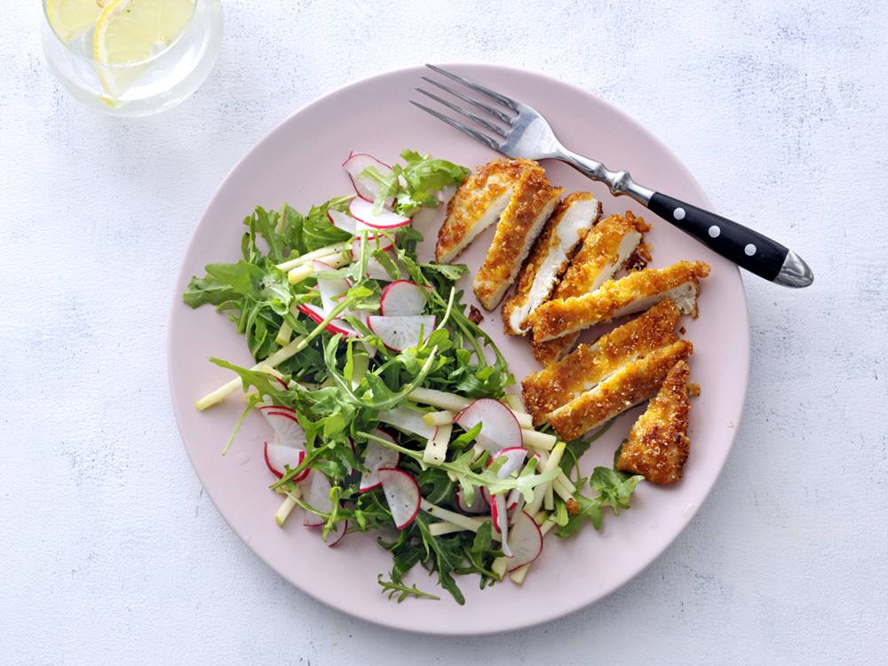 Crispy Chicken Cutlets with Arugula Salad | Savory