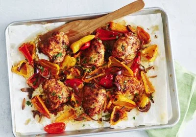 Sheet-Pan Chicken Thighs with Sweet Peppers