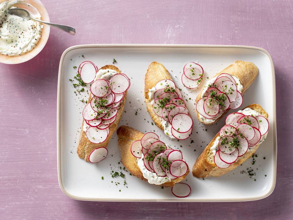 Radish Toasts with Herb Cream Cheese | Savory