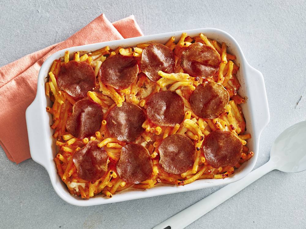 Baked Ziti with Crispy Salami | Savory