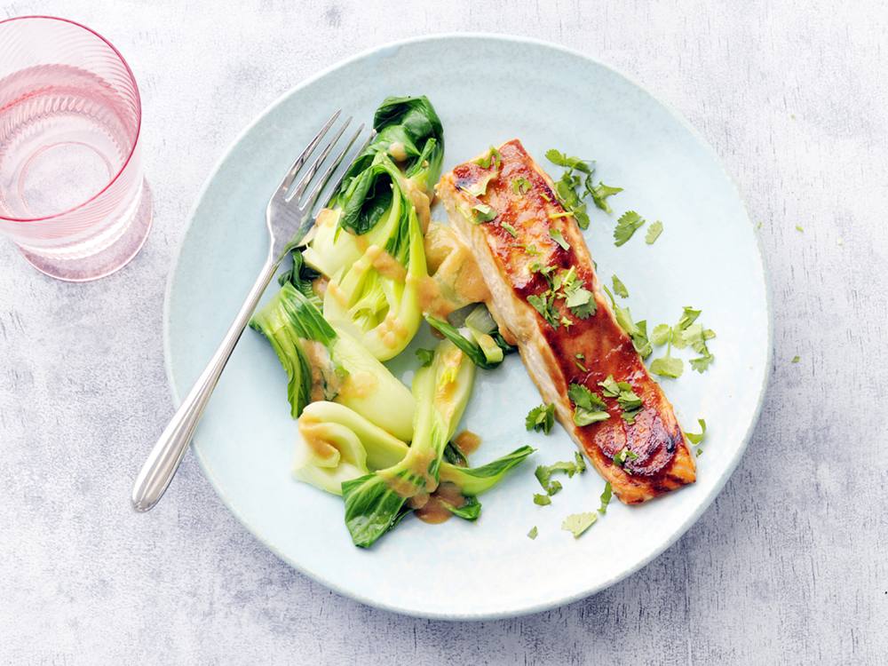 Broiled Miso Salmon with Bok Choy | Savory