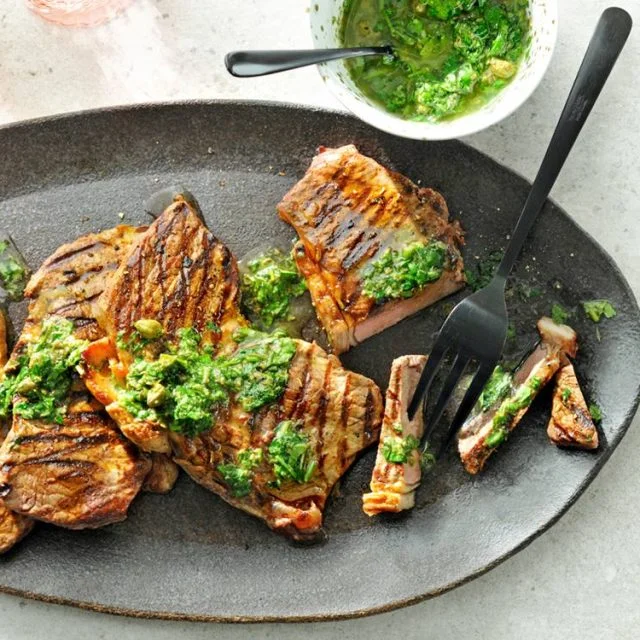Grilled Steaks with Italian Salsa Verde