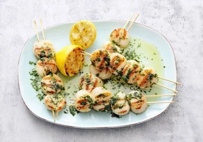 Grilled Scallops with Grilled Lemon Butter