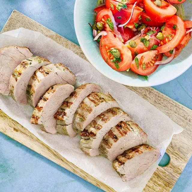 Grilled Pork Tenderloin with Tomato Salad