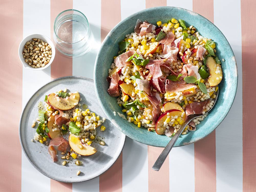 Pearled Couscous and Corn Salad with Nectarines | Savory
