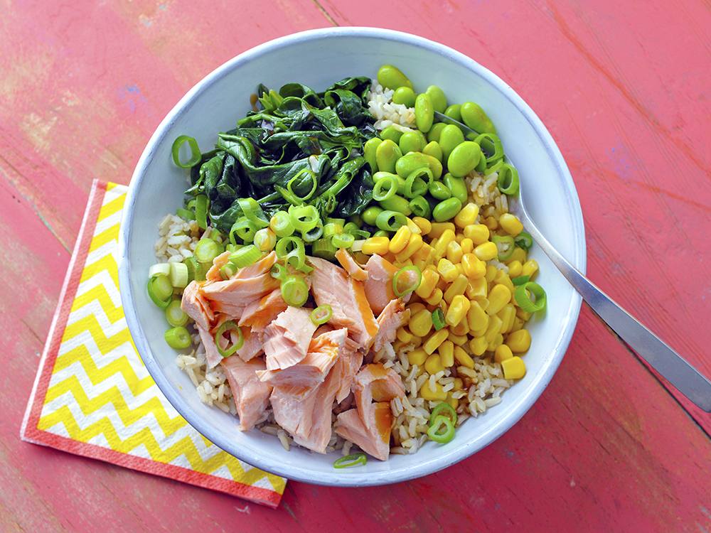 Salmon and Edamame Rice Bowls Savory