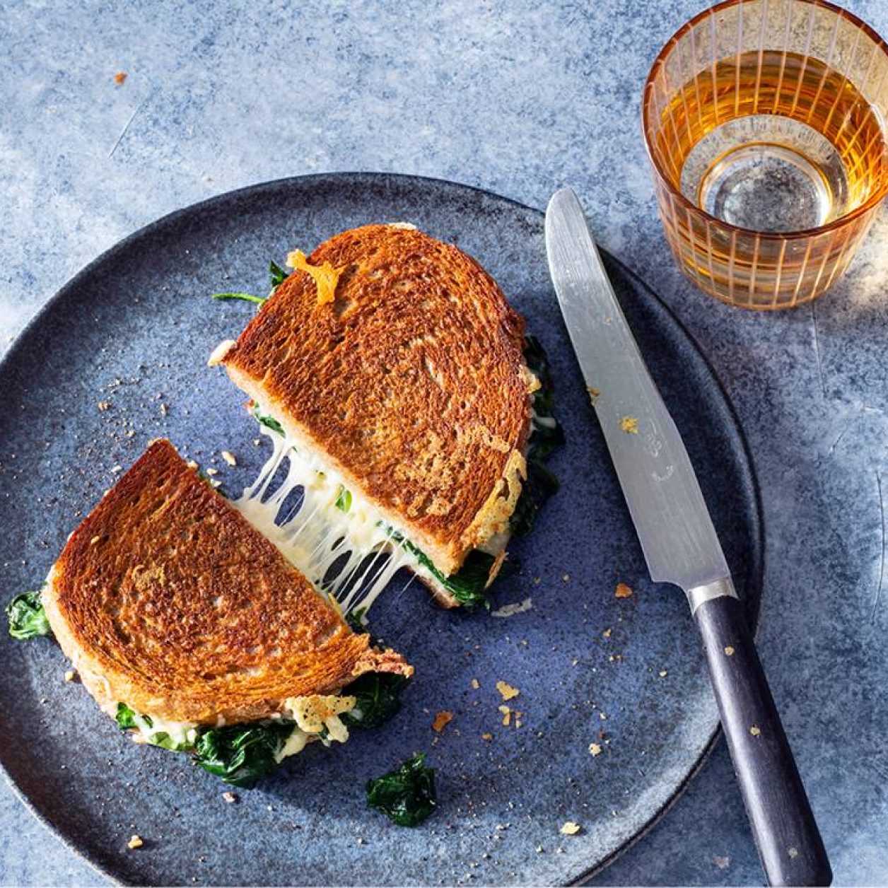 Spinach and Gruyère Grilled Cheese Sandwiches Savory
