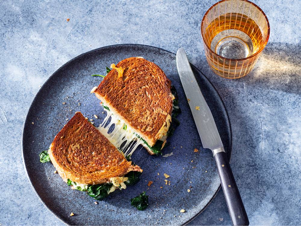 Spinach and Gruyère Grilled Cheese Sandwiches Savory