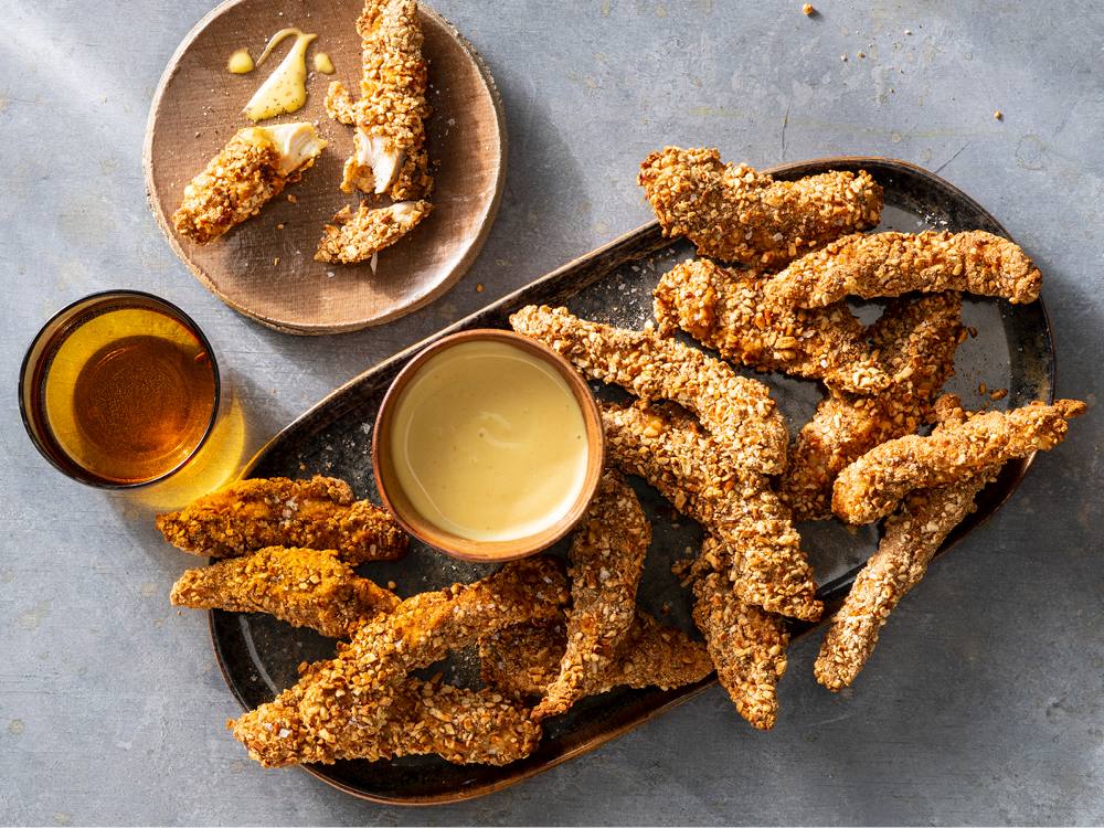 Pretzel-Crusted Chicken Strips | Savory