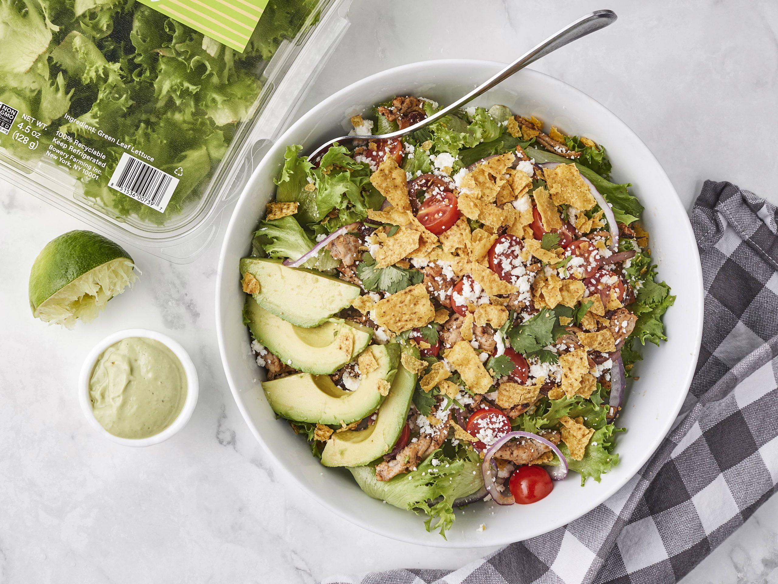 Bowery Crispy Leaf Taco Salad with Creamy Avocado Dressing | Savory