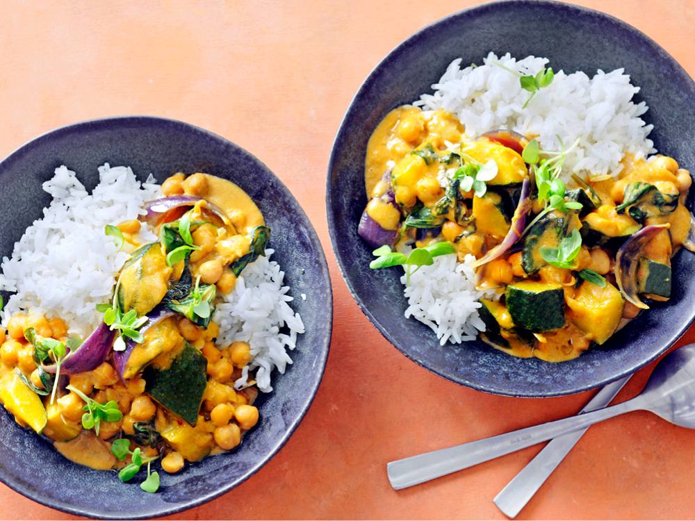 Slow Cooker Red Curry Chickpeas and Squash Savory