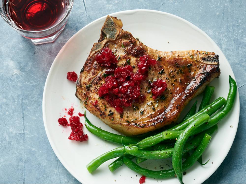 Pork Chops with Cranberry Relish | Savory