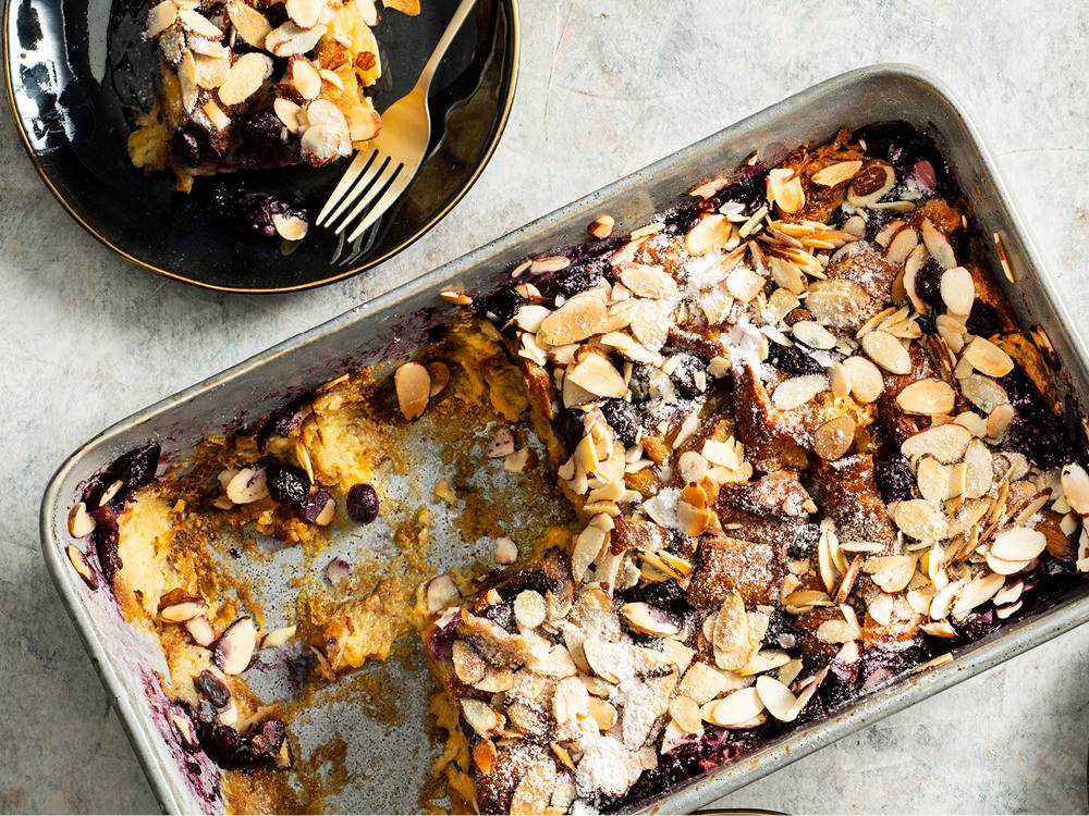Blueberry-Almond Croissant Breakfast Bake | Savory