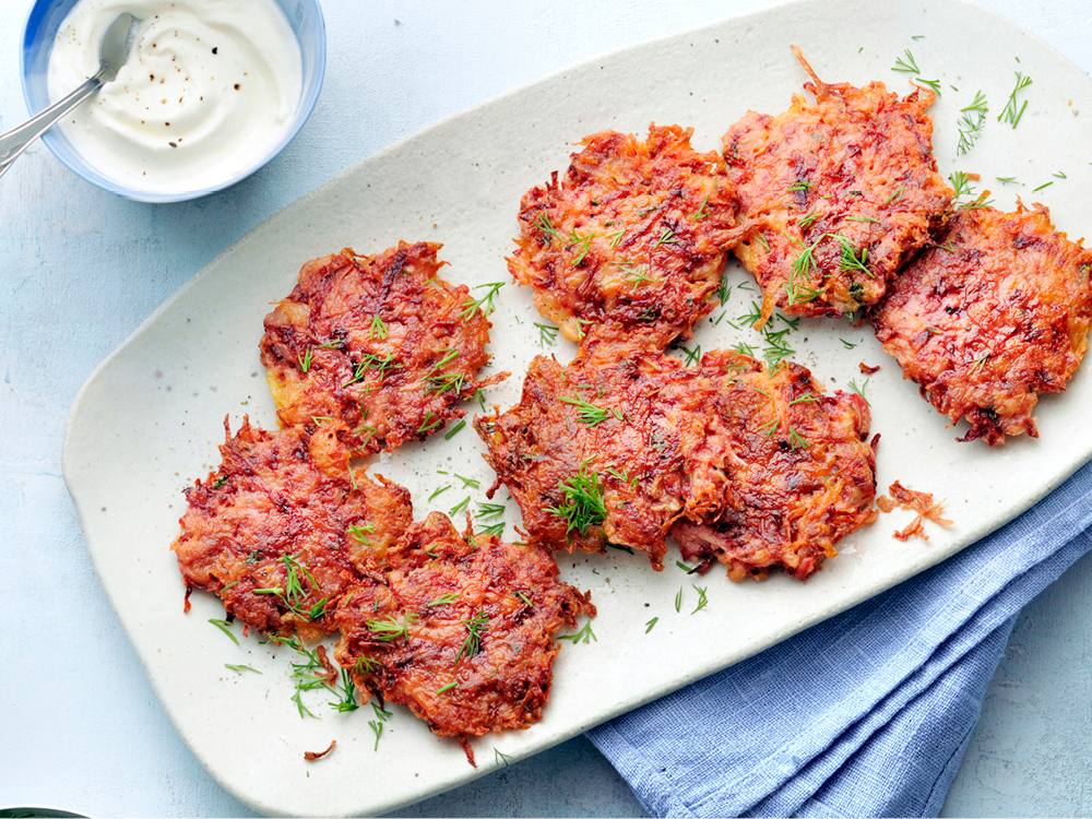 Beet and Potato Latkes Savory
