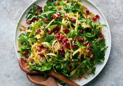 Brussels Sprout and Arugula Salad with Pomegranate Dressing