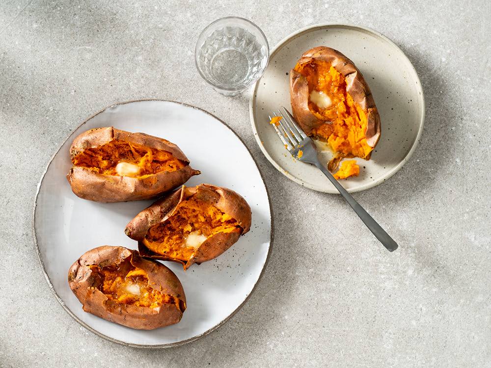 Baked Sweet Potatoes with Maple Butter | Savory