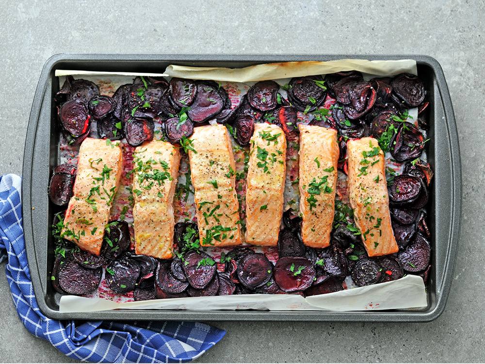 Slow-Roasted Salmon over Beets | Savory
