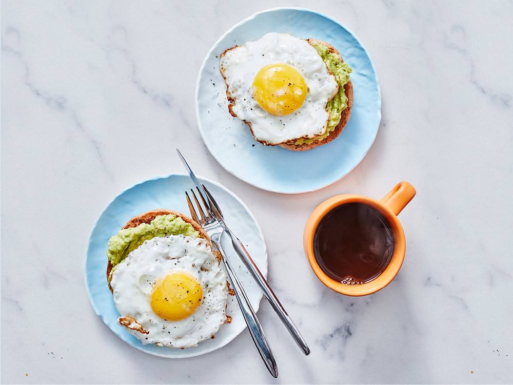 Whole-Wheat English Muffins with Avocado and Fried Egg | Savory