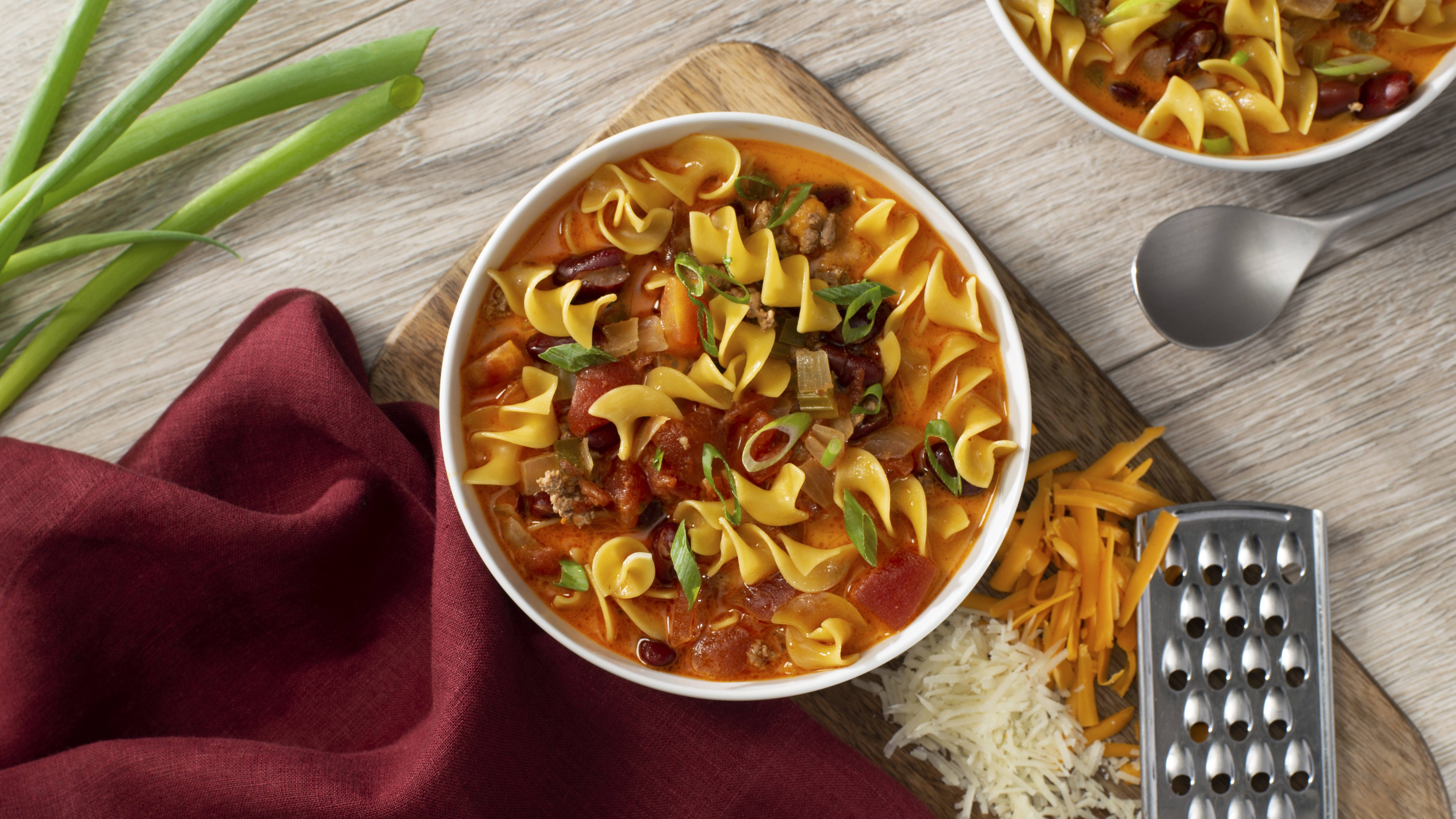 Chili Mac and Cheese Soup | Savory