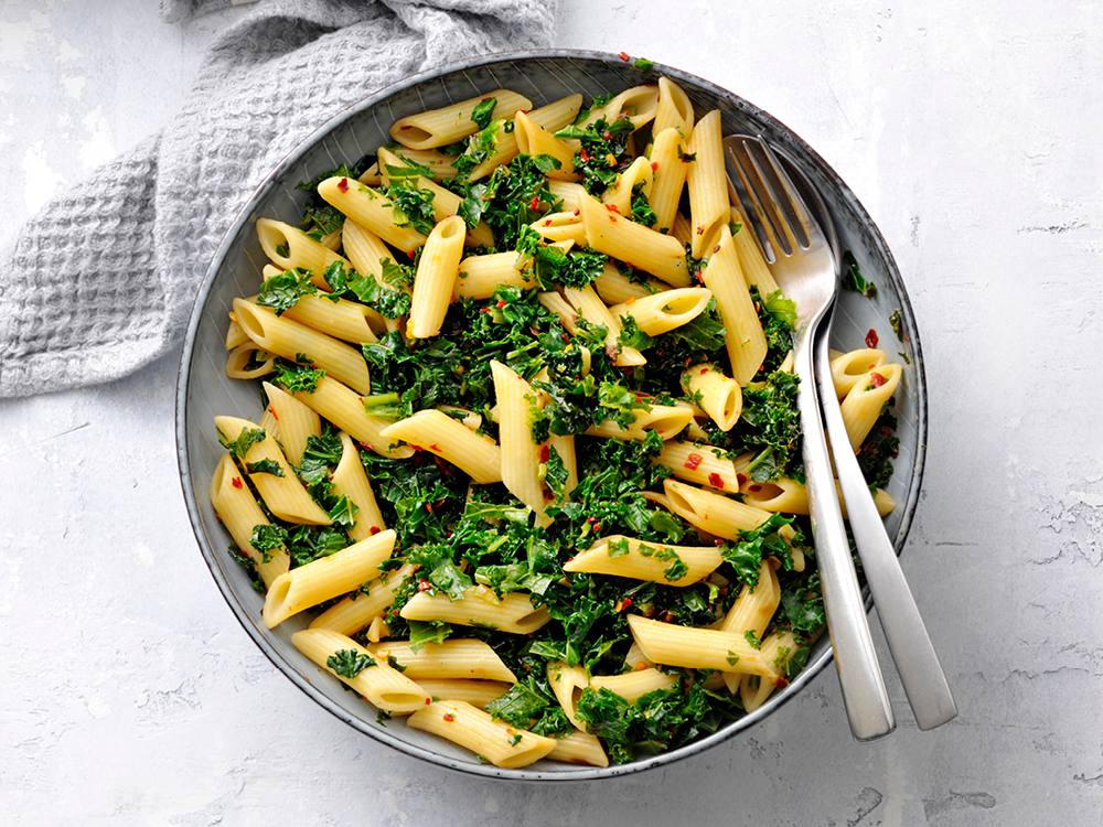 Penne with Kale and Anchovies | Savory
