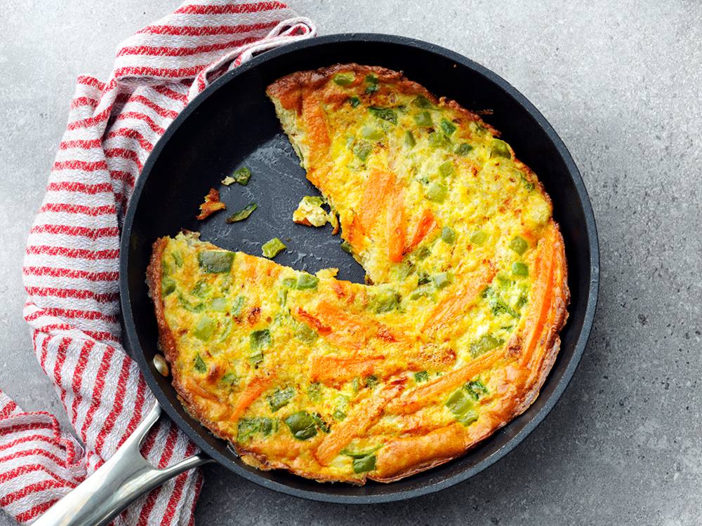Sweet Potato Frittata with Peppers and Onions Savory