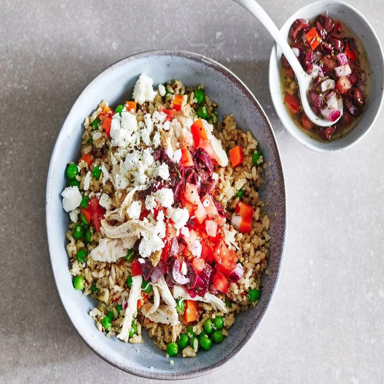 Quinoa Bowl with Chicken, Feta, and Olives | Savory