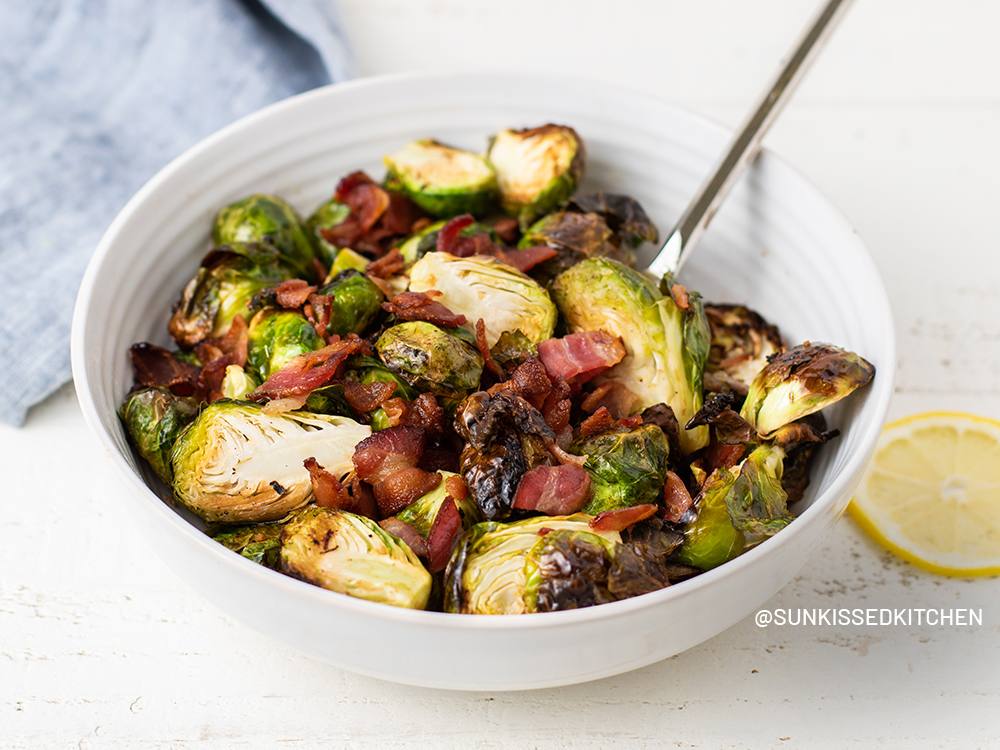 Jones Dairy Farm Air Fryer Brussels Sprouts and Bacon | Savory