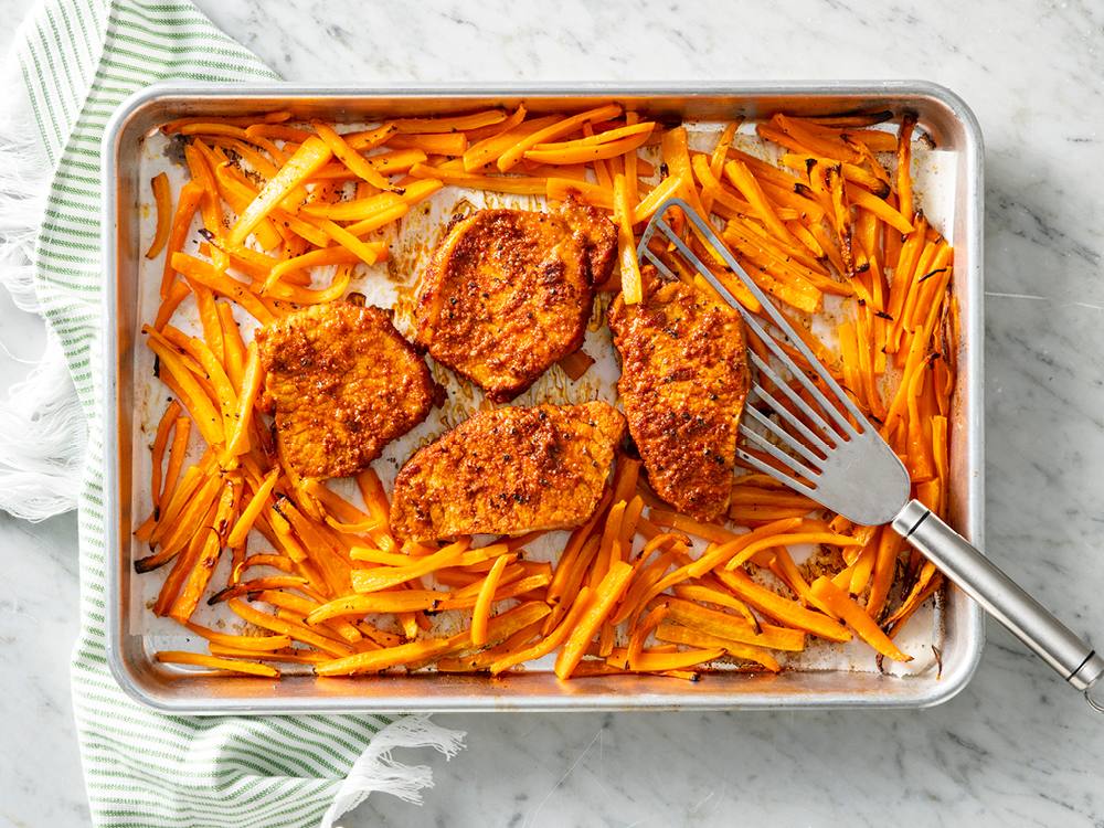 Sheet Pan Pork Chops with Roasted Carrots | Savory
