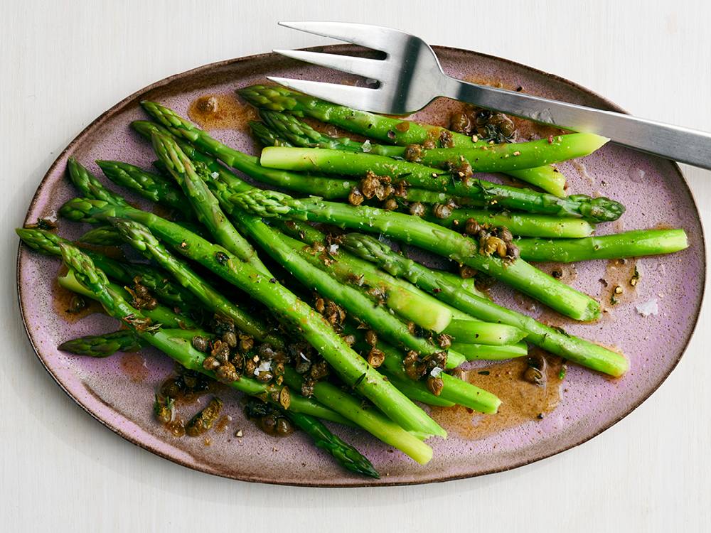 Asparagus with Brown Butter, Capers, and Thyme | Savory