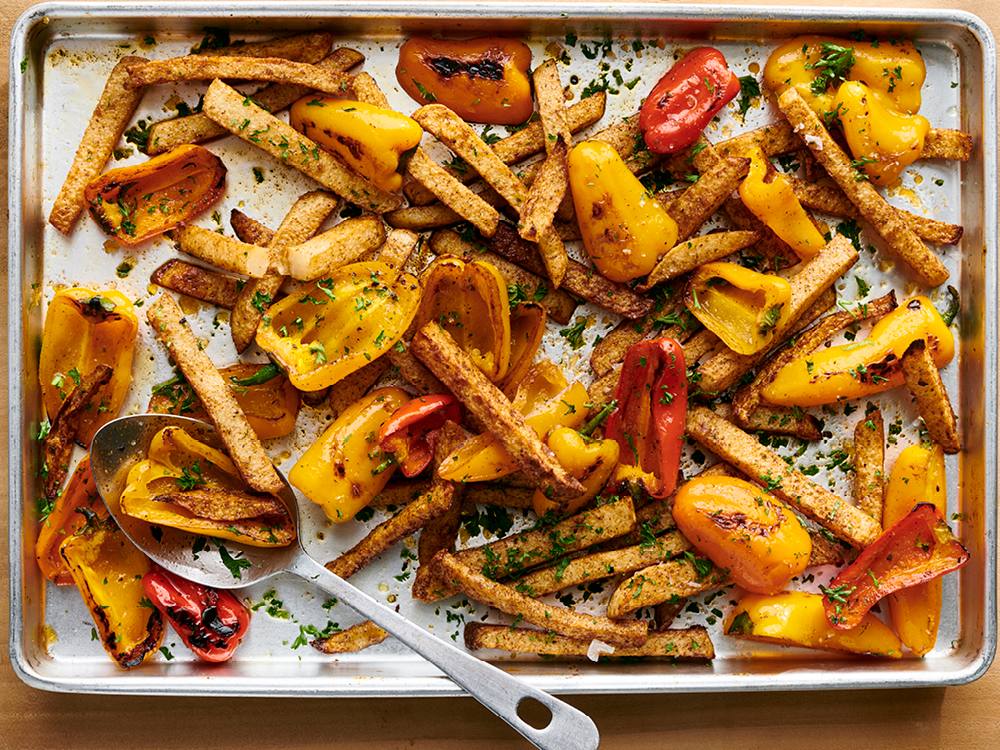 Roasted Jicama and Peppers Savory