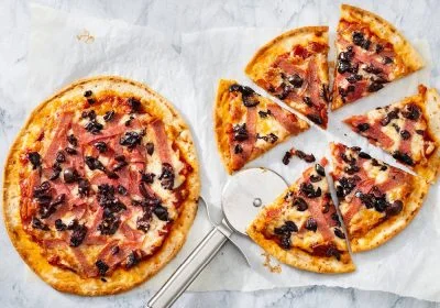 Cauliflower Pizzas with Salami and Olives