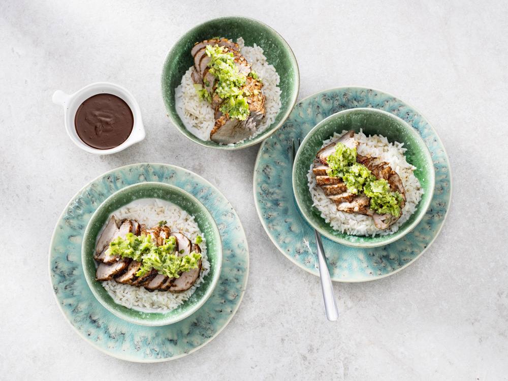 Hoisin–Glazed Pork with Ginger-Green Onion Topping | Savory