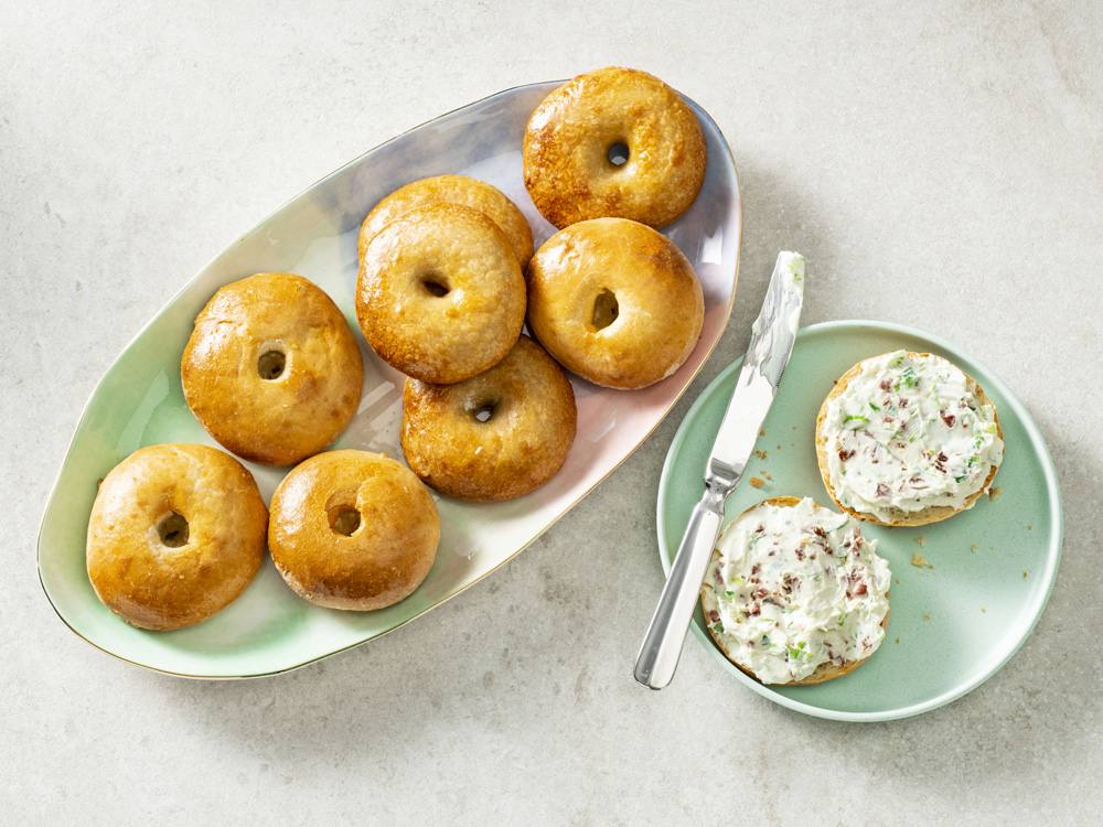 ThreeIngredient Bagels with Green OnionBacon Cream Cheese Savory